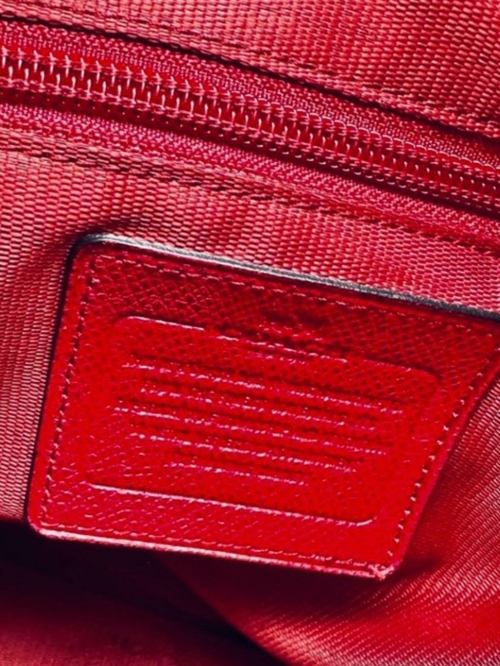“Coach - Taxi” Red Crossgrain Leather Tote Bag. - Picture 5 of 5